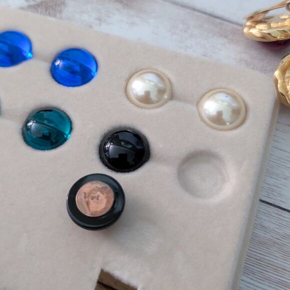 Vintage Kenneth Jay Lane Clip On Earrings K.J.L Interchangeable Earring Set - Picture 13 of 13